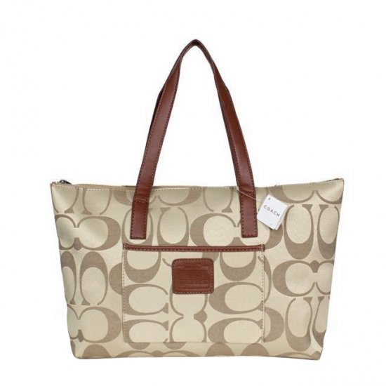Coach Legacy Logo In Monogram Medium Khaki Totes BQA Coach Legacy Logo In Monogram Medium Khaki Totes BQA